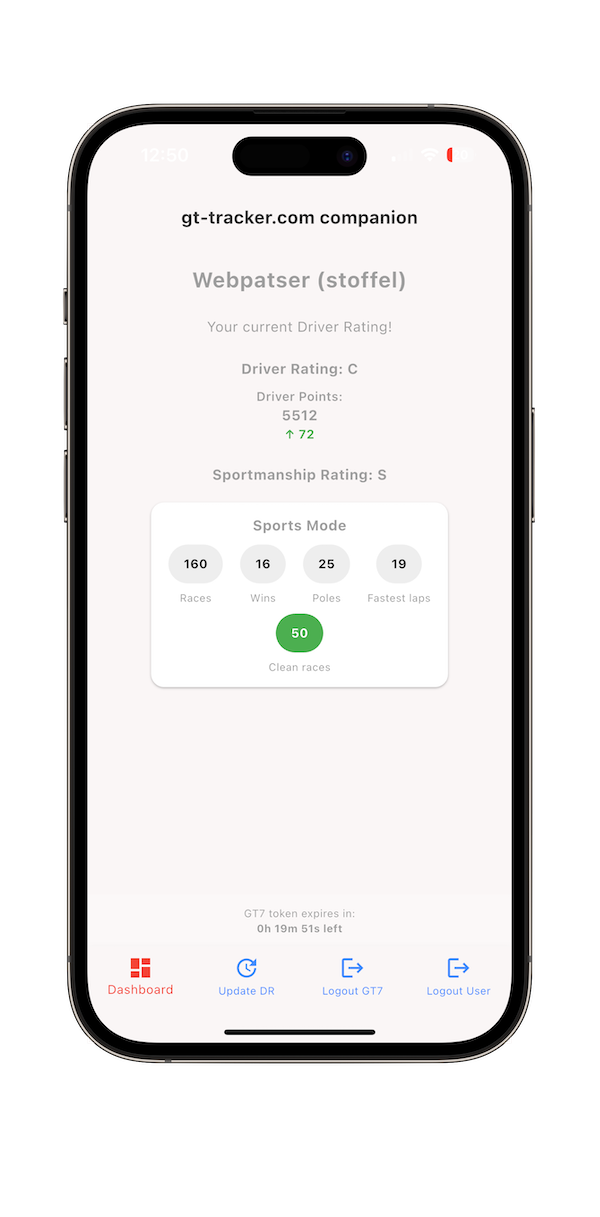 Gt-tracker app screenshot